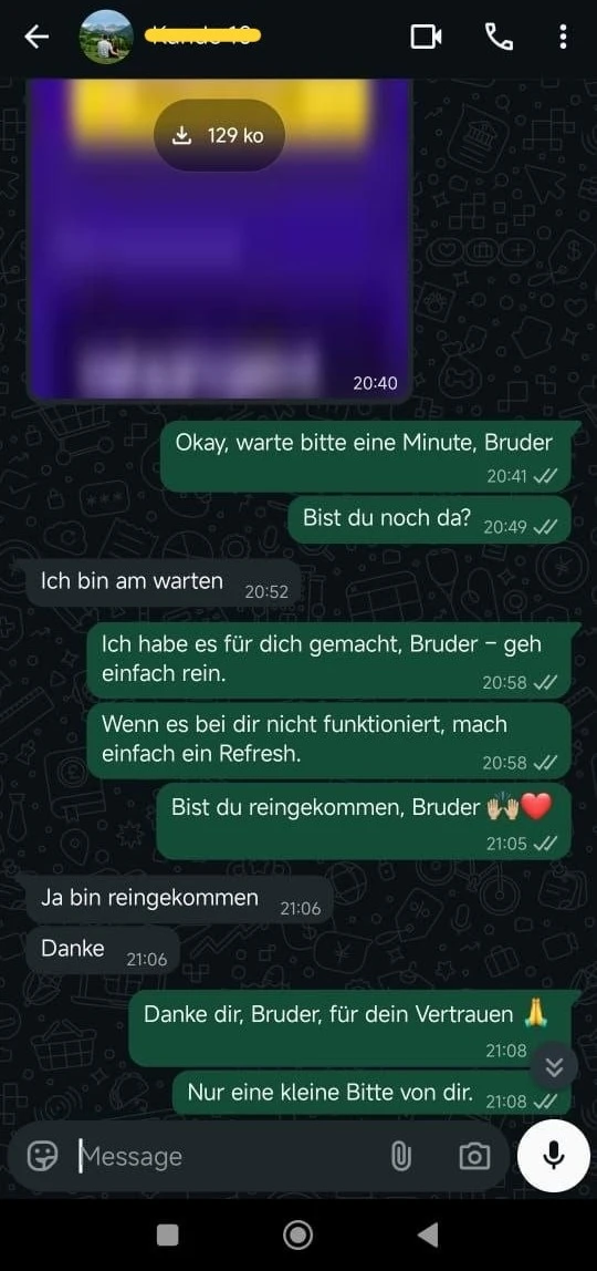 Nachricht eines Hakuna TV Kunden