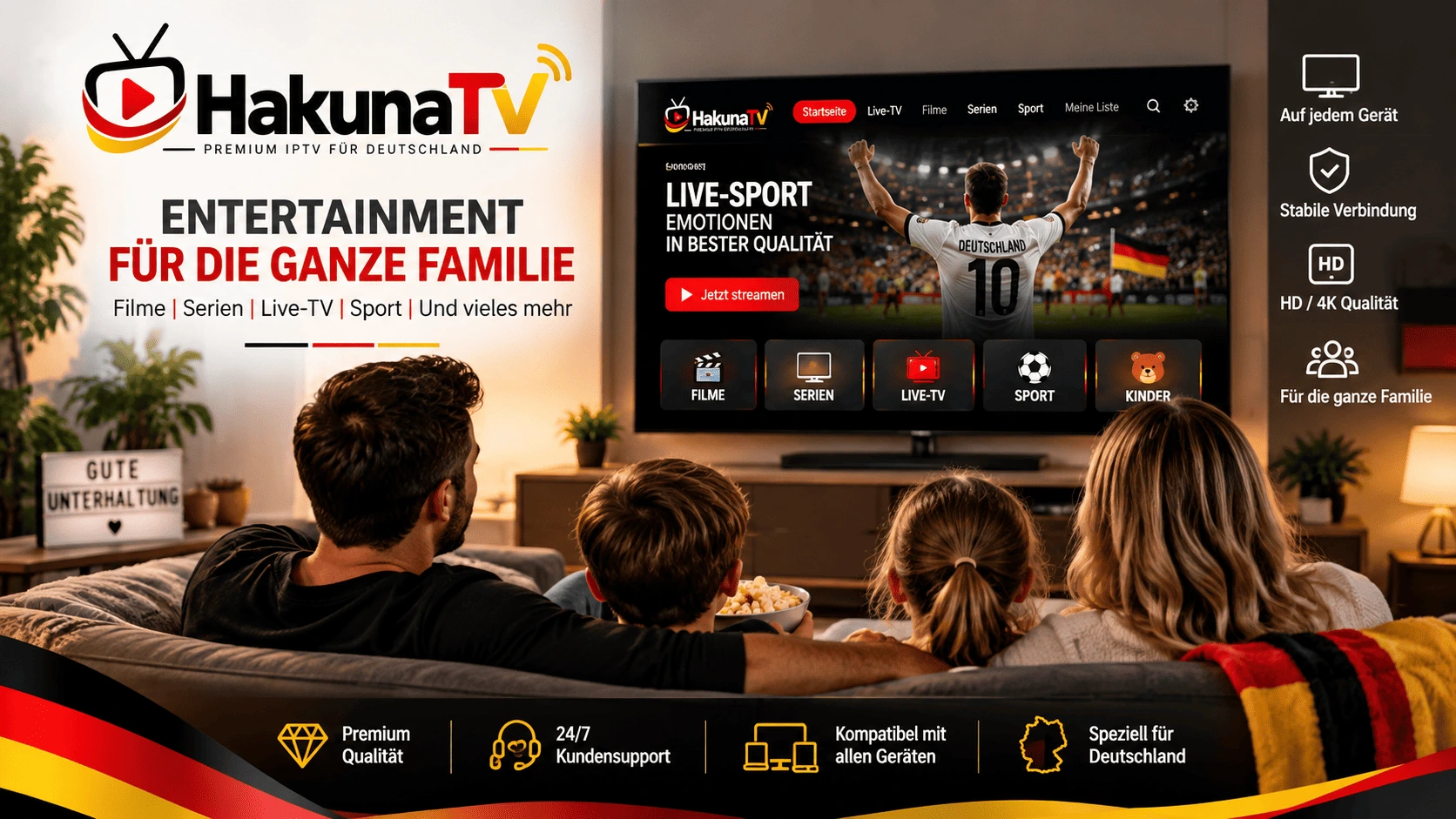 Hakuna TV auf einem gro&szlig;en Fernseher